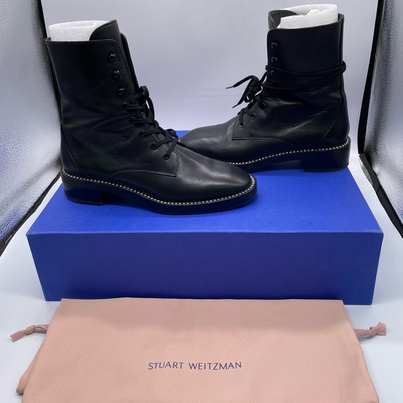 Stuart Weitzman Sondra Combat Boots Black Size 7.5B US 38 EU New With Defects
